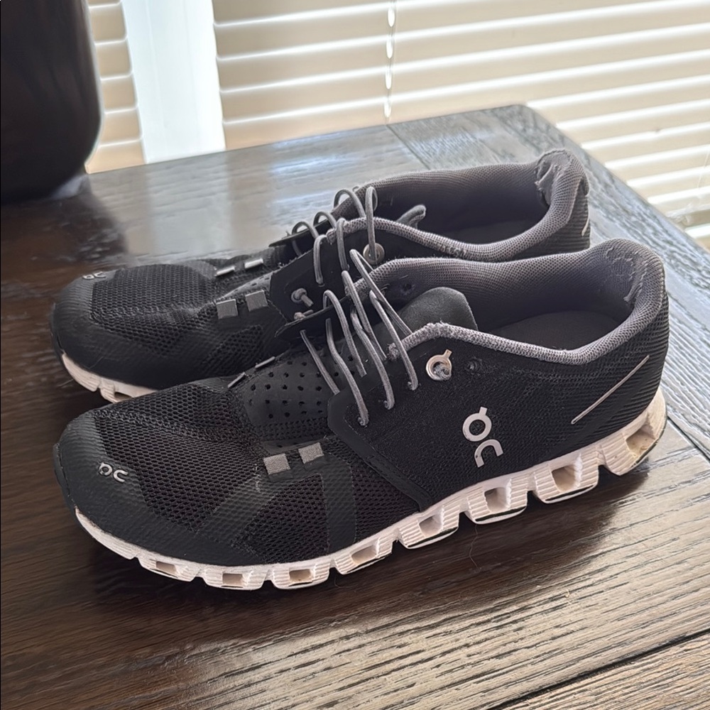 On Running Black and White Athletic Shoes